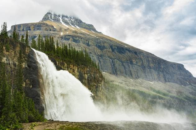 Emperor Falls Waterfall in Mount Robson Provincial Park Mount Robson, British Columbia, Canada CR_SHKO230316-1154136-01