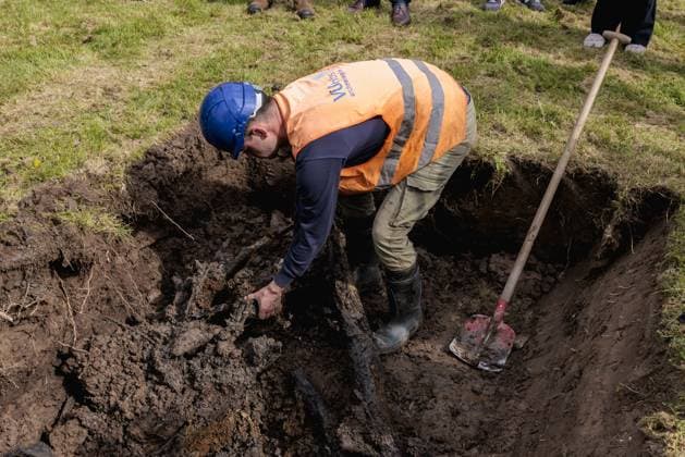 OMMEREN - Employees of the Historical Circle Kesteren are looking for an alleged Nazi treasure. In January it was announced that during the Second World War, Germans would have buried a gold treasure in the village of Gelderland with valuables that had been captured from an Arnhem bank. A treasure map was found in the National Archives showing the place where the treasure was buried. ANP MARCEL KRIJGSMAN netherlands out - belgium out  Copyright: xx x468254505x originalFilename: 468254505.jpg
