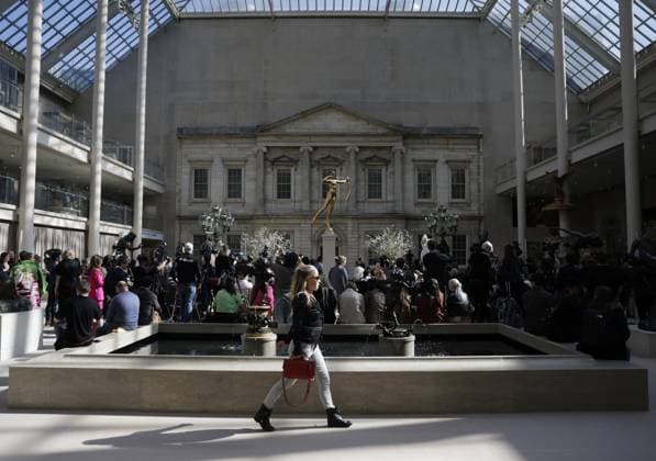 Attendees arrive for remarks before the Karl Lagerfeld: A Line of Beauty press preview on the morning before The Met Gala at The Metropolitan Museum of Art in New York City on Monday, May 1, 2023.  NYP202305019007 JOHNxANGELILLO