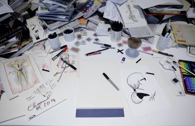 Fashion is on display at the Karl Lagerfeld: A Line of Beauty press preview on the morning before The Met Gala at The Metropolitan Museum of Art in New York City on Monday, May 1, 2023.  NYP202305019014 JOHNxANGELILLO