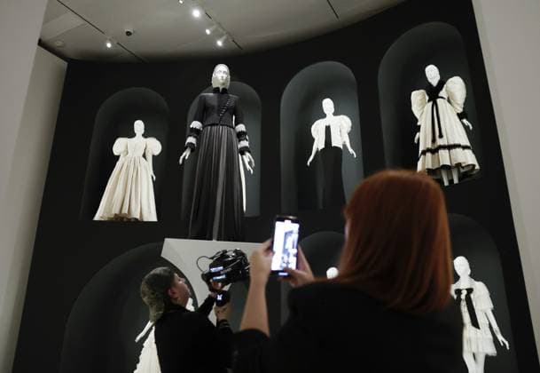 Fashion is on display at the Karl Lagerfeld: A Line of Beauty press preview on the morning before The Met Gala at The Metropolitan Museum of Art in New York City on Monday, May 1, 2023.  NYP202305019021 JOHNxANGELILLO