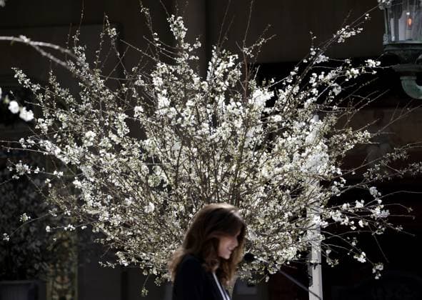 Carla Bruni delivers remarks before the Karl Lagerfeld: A Line of Beauty press preview on the morning before The Met Gala at The Metropolitan Museum of Art in New York City on Monday, May 1, 2023.  NYP202305019003 JOHNxANGELILLO