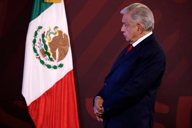 President of Mexico in press conference with reporters May 1, 2023, Mexico City, Mexico: The President of Mexico, Andres Manuel Lopez Obrador at the press conference before reporters at the National Palace in Mexico City. on May 1, 2023 in Mexico City, Mexico (Photo by Luis Barron Eyepix Group). Copyright: xLuisxBarronx xEyepixxGroupx LB_20230501_AMLO5