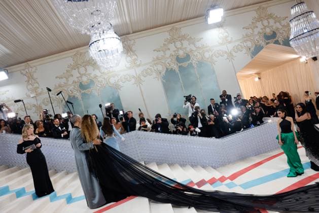 Rita Ora and Taika Waititi arrive on the red carpet for The Met Gala at The Metropolitan Museum of Art celebrating the opening of Karl Lagerfeld: A Line of Beauty in New York City on Monday, May 1, 2023.  NYP202305012908 JOHNxANGELILLO