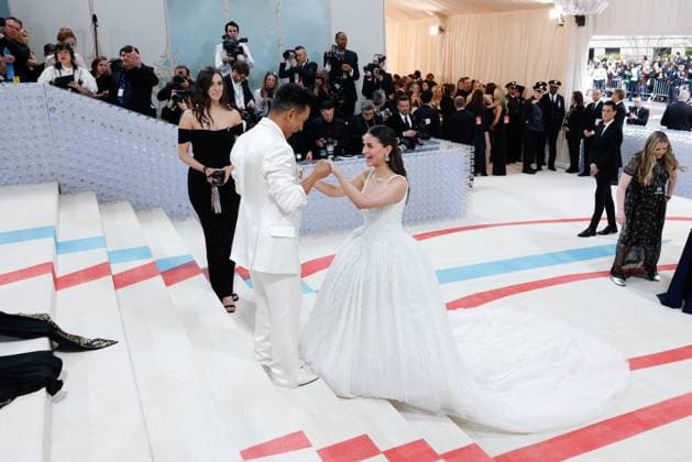 Alia Bhatt and Prabal Gurung arrive on the red carpet for The Met Gala at The Metropolitan Museum of Art celebrating the opening of Karl Lagerfeld: A Line of Beauty in New York City on Monday, May 1, 2023.  NYP20230501530 JOHNxANGELILLO