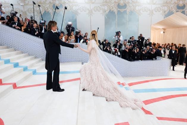 (L-R)Keith Urban and Nicole Kidman arrive on the red carpet for The Met Gala at The Metropolitan Museum of Art celebrating the opening of Karl Lagerfeld: A Line of Beauty in New York City on Monday, May 1, 2023.  NYP202305012911 JOHNxANGELILLO