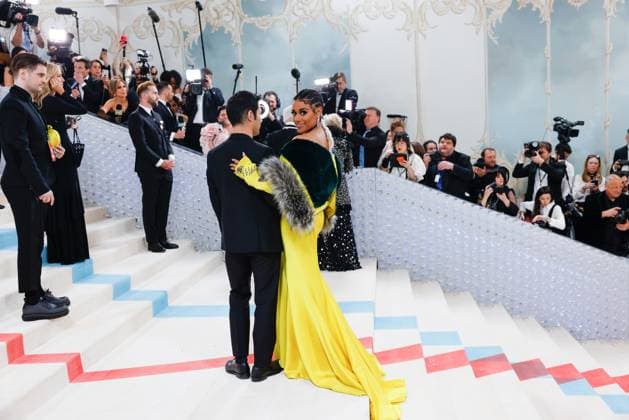 Ariana DeBose arrives on the red carpet for The Met Gala at The Metropolitan Museum of Art celebrating the opening of Karl Lagerfeld: A Line of Beauty in New York City on Monday, May 1, 2023.  NYP20230501669 JOHNxANGELILLO