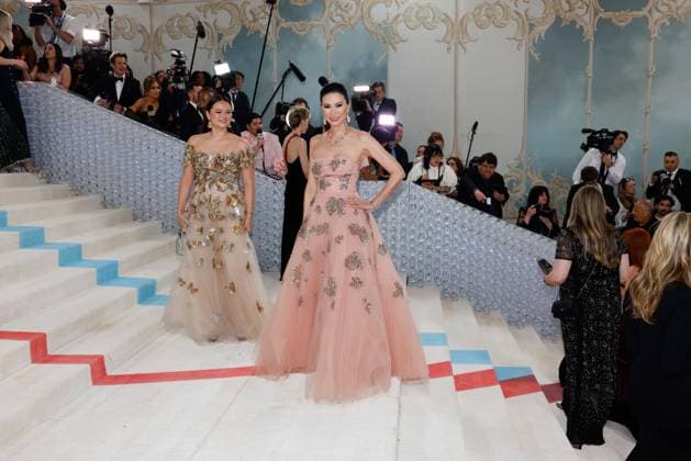 Grace Murdoch and Wendi Murdoch arrive on the red carpet for The Met Gala at The Metropolitan Museum of Art celebrating the opening of Karl Lagerfeld: A Line of Beauty in New York City on Monday, May 1, 2023.  NYP20230501720 JOHNxANGELILLO