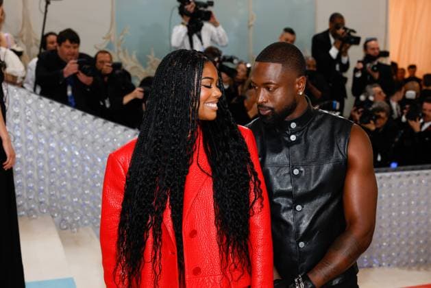 Gabrielle Union and Dwyane Wade arrive on the red carpet for The Met Gala at The Metropolitan Museum of Art celebrating the opening of Karl Lagerfeld: A Line of Beauty in New York City on Monday, May 1, 2023.  NYP202305012944 JOHNxANGELILLO