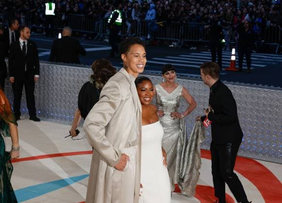 Brittney Griner and Cherelle Griner arrive on the red carpet for The Met Gala at The Metropolitan Museum of Art celebrating the opening of Karl Lagerfeld: A Line of Beauty in New York City on Monday, May 1, 2023.  NYP202305011948 JOHNxANGELILLO