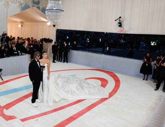 Florence Pugh and Pier Paolo Piccioli arrive on the red carpet for The Met Gala at The Metropolitan Museum of Art celebrating the opening of Karl Lagerfeld: A Line of Beauty in New York City on Monday, May 1, 2023.  NYP202305012960 JOHNxANGELILLO