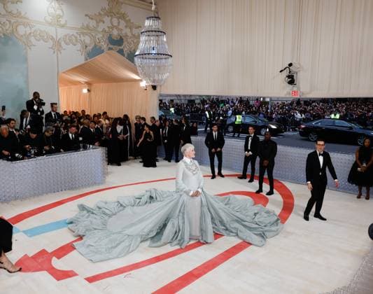 Glenn Close arrives on the red carpet for The Met Gala at The Metropolitan Museum of Art celebrating the opening of Karl Lagerfeld: A Line of Beauty in New York City on Monday, May 1, 2023.  NYP202305012985 JOHNxANGELILLO