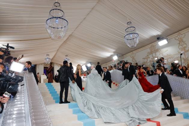 Glenn Close arrives on the red carpet for The Met Gala at The Metropolitan Museum of Art celebrating the opening of Karl Lagerfeld: A Line of Beauty in New York City on Monday, May 1, 2023.  NYP202305012988 JOHNxANGELILLO