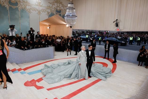 Glenn Close arrives on the red carpet for The Met Gala at The Metropolitan Museum of Art celebrating the opening of Karl Lagerfeld: A Line of Beauty in New York City on Monday, May 1, 2023.  NYP202305012990 JOHNxANGELILLO