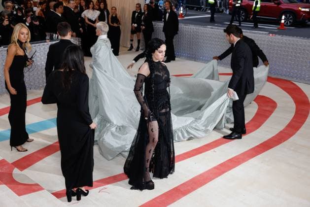 Billie Eilish arrives on the red carpet for The Met Gala at The Metropolitan Museum of Art celebrating the opening of Karl Lagerfeld: A Line of Beauty in New York City on Monday, May 1, 2023.  NYP202305012991 JOHNxANGELILLO