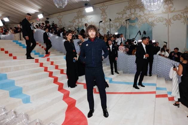 Jack Harlow arrives on the red carpet for The Met Gala at The Metropolitan Museum of Art celebrating the opening of Karl Lagerfeld: A Line of Beauty in New York City on Monday, May 1, 2023.  NYP202305011581 JOHNxANGELILLO