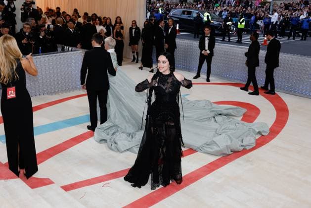 Billie Eilish arrives on the red carpet for The Met Gala at The Metropolitan Museum of Art celebrating the opening of Karl Lagerfeld: A Line of Beauty in New York City on Monday, May 1, 2023.  NYP20230501202 JOHNxANGELILLO
