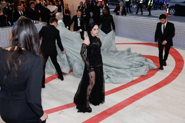 Billie Eilish arrives on the red carpet for The Met Gala at The Metropolitan Museum of Art celebrating the opening of Karl Lagerfeld: A Line of Beauty in New York City on Monday, May 1, 2023.  NYP20230501203 JOHNxANGELILLO