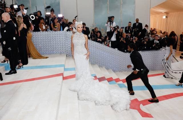 Doja Cat arrives on the red carpet for The Met Gala at The Metropolitan Museum of Art celebrating the opening of Karl Lagerfeld: A Line of Beauty in New York City on Monday, May 1, 2023.  NYP20230501238 JOHNxANGELILLO