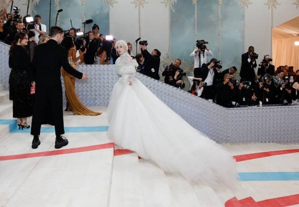 Ava Max arrives on the red carpet for The Met Gala at The Metropolitan Museum of Art celebrating the opening of Karl Lagerfeld: A Line of Beauty in New York City on Monday, May 1, 2023.  NYP20230501239 JOHNxANGELILLO