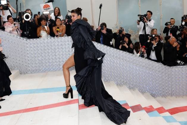 Priyanka Chopra arrives on the red carpet for The Met Gala at The Metropolitan Museum of Art celebrating the opening of Karl Lagerfeld: A Line of Beauty in New York City on Monday, May 1, 2023.  NYP202305012804 JOHNxANGELILLO