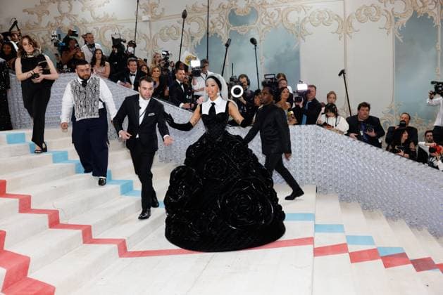 Cardi B arrives on the red carpet for The Met Gala at The Metropolitan Museum of Art celebrating the opening of Karl Lagerfeld: A Line of Beauty in New York City on Monday, May 1, 2023.  NYP202305012604 JOHNxANGELILLO