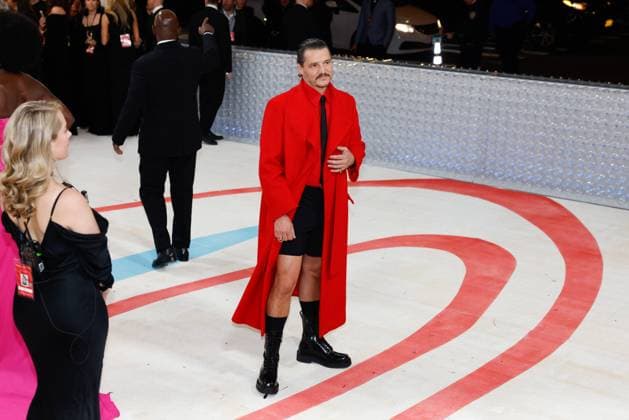 Pedro Pascal arrives on the red carpet for The Met Gala at The Metropolitan Museum of Art celebrating the opening of Karl Lagerfeld: A Line of Beauty in New York City on Monday, May 1, 2023.  NYP202305012605 JOHNxANGELILLO