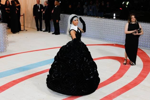 Cardi B arrives on the red carpet for The Met Gala at The Metropolitan Museum of Art celebrating the opening of Karl Lagerfeld: A Line of Beauty in New York City on Monday, May 1, 2023.  NYP20230501266 JOHNxANGELILLO