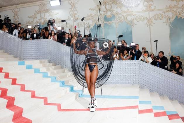Janelle Monae arrives on the red carpet for The Met Gala at The Metropolitan Museum of Art celebrating the opening of Karl Lagerfeld: A Line of Beauty in New York City on Monday, May 1, 2023.  NYP20230501283 JOHNxANGELILLO