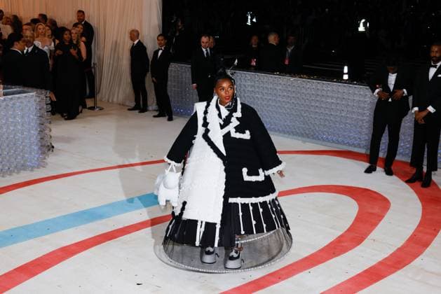 Janelle Monae arrives on the red carpet for The Met Gala at The Metropolitan Museum of Art celebrating the opening of Karl Lagerfeld: A Line of Beauty in New York City on Monday, May 1, 2023.  NYP20230501284 JOHNxANGELILLO