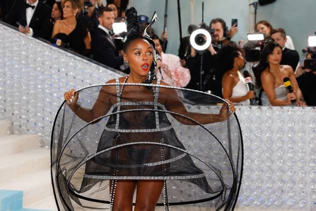 Janelle Monae arrives on the red carpet for The Met Gala at The Metropolitan Museum of Art celebrating the opening of Karl Lagerfeld: A Line of Beauty in New York City on Monday, May 1, 2023.  NYP20230501282 JOHNxANGELILLO