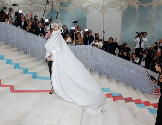Cara Delevingne arrives on the red carpet for The Met Gala at The Metropolitan Museum of Art celebrating the opening of Karl Lagerfeld: A Line of Beauty in New York City on Monday, May 1, 2023.  NYP20230501290 JOHNxANGELILLO
