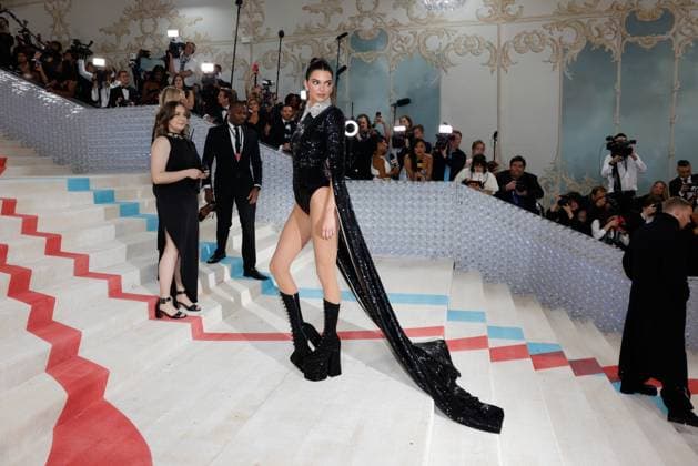 Kendall Jenner arrives on the red carpet for The Met Gala at The Metropolitan Museum of Art celebrating the opening of Karl Lagerfeld: A Line of Beauty in New York City on Monday, May 1, 2023.  NYP20230501306 JOHNxANGELILLO