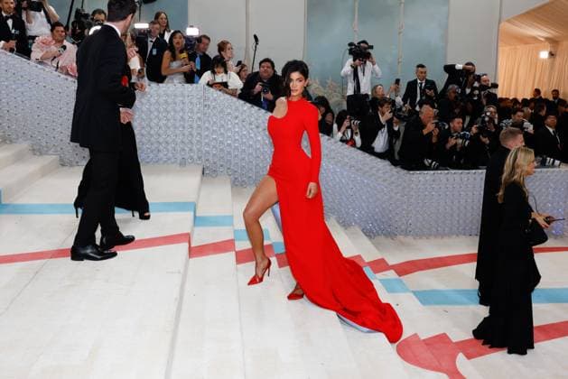 Kylie Jenner arrives on the red carpet for The Met Gala at The Metropolitan Museum of Art celebrating the opening of Karl Lagerfeld: A Line of Beauty in New York City on Monday, May 1, 2023.  NYP20230501308 JOHNxANGELILLO
