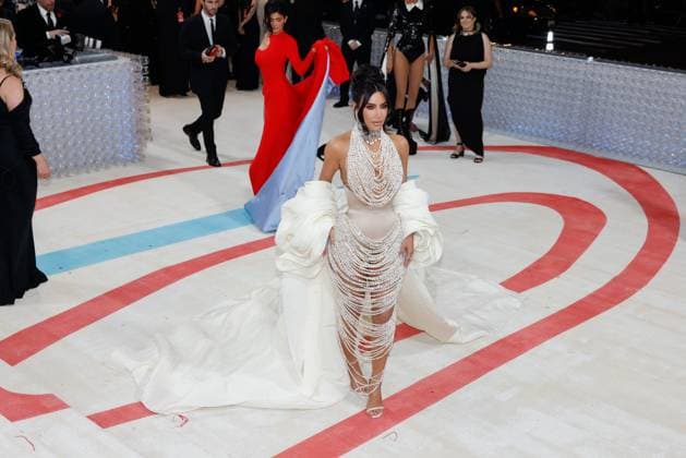 Kim Kardashian arrives on the red carpet for The Met Gala at The Metropolitan Museum of Art celebrating the opening of Karl Lagerfeld: A Line of Beauty in New York City on Monday, May 1, 2023.  NYP20230501309 JOHNxANGELILLO