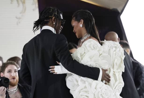 Rihanna and A$AP Rocky arrive on the red carpet for The Met Gala at The Metropolitan Museum of Art celebrating the opening of Karl Lagerfeld: A Line of Beauty in New York City on Monday, May 1, 2023.  NYP202305018002A JOHNxANGELILLO