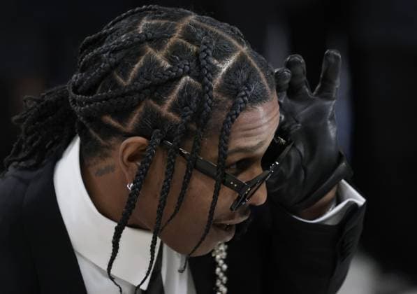A$AP Rocky arrives on the red carpet for The Met Gala at The Metropolitan Museum of Art celebrating the opening of Karl Lagerfeld: A Line of Beauty in New York City on Monday, May 1, 2023.  NYP202305018007 JOHNxANGELILLO