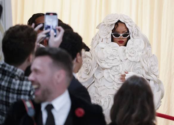 Rihanna arrives on the red carpet for The Met Gala at The Metropolitan Museum of Art celebrating the opening of Karl Lagerfeld: A Line of Beauty in New York City on Monday, May 1, 2023.  NYP202305018017 JOHNxANGELILLO
