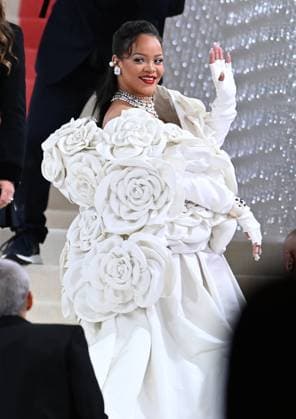 May 1, 2023, New York, New York, USA: The Metropolitan MuseumÃ¢â‚¬â ¢s annual Met Gala honoring Karl Lagerfeld brings out crowds on the carpet as well as in the street. Here Rihanna is the last arrive on the carpet with ASAP Rocky. (Photo Andrea RENAULT Zuma Press) New York USA - ZUMAg115 20230501_zaf_g115_021 Copyright: xAndreaxRenaultx