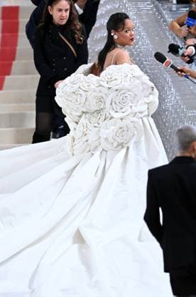 May 1, 2023, New York, New York, USA: The Metropolitan MuseumÃ¢â‚¬â ¢s annual Met Gala honoring Karl Lagerfeld brings out crowds on the carpet as well as in the street. Here Rihanna is the last arrive on the carpet with ASAP Rocky. (Photo Andrea RENAULT Zuma Press) New York USA - ZUMAg115 20230501_zaf_g115_023 Copyright: xAndreaxRenaultx