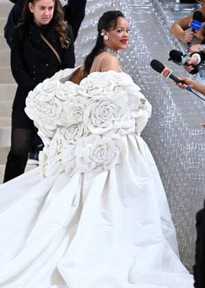 May 1, 2023, New York, New York, USA: The Metropolitan MuseumÃ¢â‚¬â ¢s annual Met Gala honoring Karl Lagerfeld brings out crowds on the carpet as well as in the street. Here Rihanna is the last arrive on the carpet with ASAP Rocky. (Photo Andrea RENAULT Zuma Press) New York USA - ZUMAg115 20230501_zaf_g115_025 Copyright: xAndreaxRenaultx