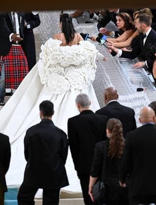 May 1, 2023, New York, New York, USA: The Metropolitan MuseumÃ¢â‚¬â ¢s annual Met Gala honoring Karl Lagerfeld brings out crowds on the carpet as well as in the street. Here Rihanna is the last arrive on the carpet with ASAP Rocky. (Photo Andrea RENAULT Zuma Press) New York USA - ZUMAg115 20230501_zaf_g115_027 Copyright: xAndreaxRenaultx