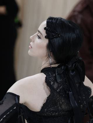 Billie Eilish arrives on the red carpet for The Met Gala at The Metropolitan Museum of Art celebrating the opening of Karl Lagerfeld: A Line of Beauty in New York City on Monday, May 1, 2023.  NYP202305014029 JOHNxANGELILLO