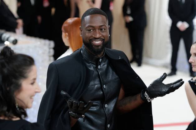 Dwyane Wade arrives on the red carpet for The Met Gala at The Metropolitan Museum of Art celebrating the opening of Karl Lagerfeld: A Line of Beauty in New York City on Monday, May 1, 2023.  NYP202305013519 JOHNxANGELILLO