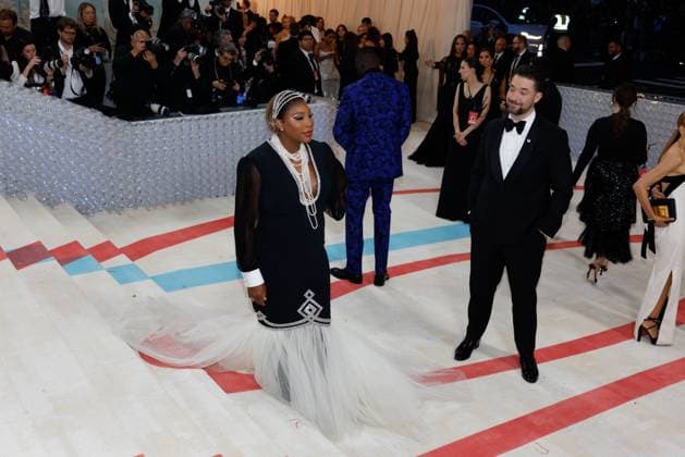 Serena Williams and Alexis Ohanian arrive on the red carpet for The Met Gala at The Metropolitan Museum of Art celebrating the opening of Karl Lagerfeld: A Line of Beauty in New York City on Monday, May 1, 2023.  NYP202305012100 JOHNxANGELILLO