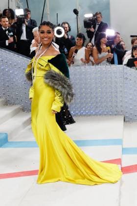 Ariana DeBose arrives on the red carpet for The Met Gala at The Metropolitan Museum of Art celebrating the opening of Karl Lagerfeld: A Line of Beauty in New York City on Monday, May 1, 2023.  NYP202305013443 JOHNxANGELILLO