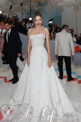 Miranda Kerr arrives on the red carpet for The Met Gala at The Metropolitan Museum of Art celebrating the opening of Karl Lagerfeld: A Line of Beauty in New York City on Monday, May 1, 2023.  NYP202305012644 JOHNxANGELILLO