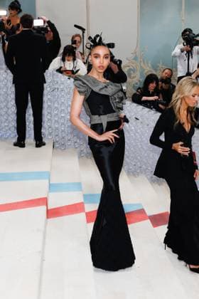 FKA Twigs arrives on the red carpet for The Met Gala at The Metropolitan Museum of Art celebrating the opening of Karl Lagerfeld: A Line of Beauty in New York City on Monday, May 1, 2023.  NYP202305011571 JOHNxANGELILLO