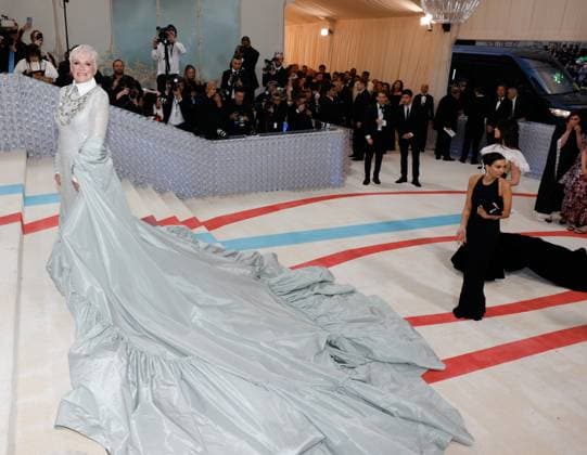 Glenn Close arrives on the red carpet for The Met Gala at The Metropolitan Museum of Art celebrating the opening of Karl Lagerfeld: A Line of Beauty in New York City on Monday, May 1, 2023.  NYP202305011726 JOHNxANGELILLO