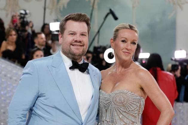 James Corden and Julia Corden arrive on the red carpet for The Met Gala at The Metropolitan Museum of Art celebrating the opening of Karl Lagerfeld: A Line of Beauty in New York City on Monday, May 1, 2023.  NYP202305013598 JOHNxANGELILLO
